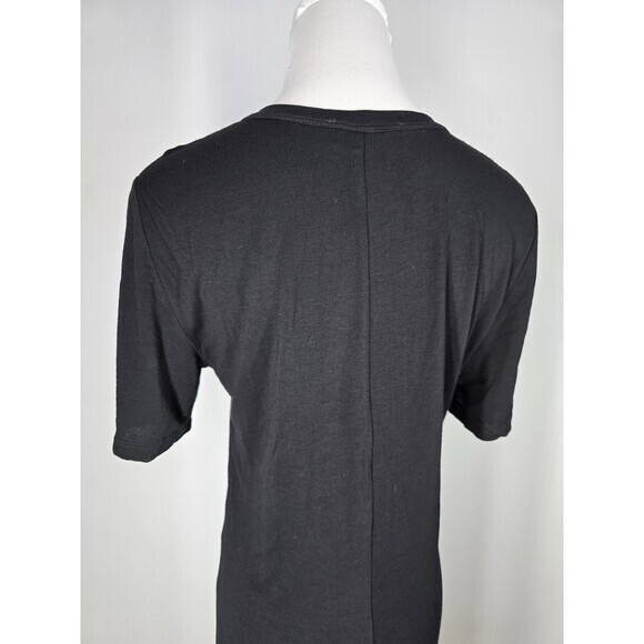 $495 A.L.C. Black Ruched Midi LARGE Curvy Knee Length Designer Shirt dress alc - Picture 6 of 10